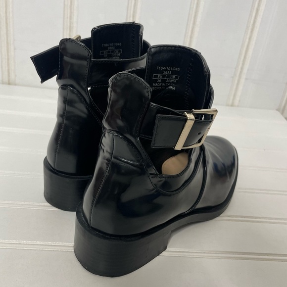 Zara Black Buckle Strap Ankle Boots 331 - Picture 4 of 8